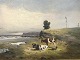 V. Birkholm 
(pseudonym for 
Mark Osman 
Curtis) 
1879-1959. 
Motif with 
calves on a 
beach meadow. 
...