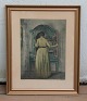 Mezzotint in 
colors, Opus 44 
  1924  The 
Blue cabinet 
Original 
etching by 
Peter Ilsted in 
the ...