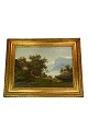 Painting on 
canvas with 
motif of the 
Swiss alps and 
with wide 
gilded frame, 
from around 
1680. ...
