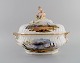 Large antique 
Meissen lidded 
tureen in 
hand-painted 
porcelain. 
Military scenes 
and putti with 
...