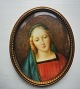 Signed 
miniature 
portrait of 
young beautiful 
girl in metal 
frame. Painted  
in the 19th. 
century. ...