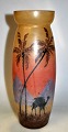 Jugend vase, 
ca. 1900. 
France. Clear 
glass with 
overpaintings 
in enamel 
colors in the 
form of ...