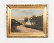 Oil painting of 
a small 
farmhouse and 
gravel road 
painted on 
wooden board 
with gold frame 
from ...