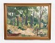 Oil painting 
made on canvas 
with motif of 
forest / trees 
from around the 
1940s. In very 
good ...