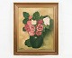 Oil painting 
with motif of 
flowers painted 
on canvas 
signed A.M. 
from the year 
1940s. In very 
...