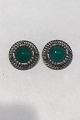 Georg Jensen 
Sterling Silver 
Earrings No 85. 
Green Agate 
Clips Measures 
Diam 2.9 cm  
(1.14 inch) ...
