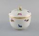 Antique Meissen 
porcelain 
lidded bowl 
with 
hand-painted 
flowers and 
gold 
decoration. Lid 
knob ...