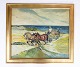 Oil painting on 
canvas with 
motif of horses 
with carriage 
signed ÅS. 
Painted by Aage 
Strand, ...
