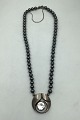Sten and Laine, 
Finland, 
Hematite 
Necklace, 
Sterling Silver 
Pendant with 
Rock Crystal 
Measures ...