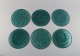 Per Lütken for 
Holmegaard. Six 
"Buffet" plates 
in blue-green 
mouth blown art 
glass. ...