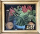 Oil on panel 
Arrangement 
with flowers 
and fruit.
Ca 1850. 
Unsigned.
 Dimensions: 
31 x 36 cm. ...