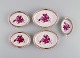 Five small 
Herend 
porcelain bowls 
with 
hand-painted 
purple flowers 
and gold 
decoration. Mid 
20th ...