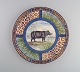 Gien, France. 
Large Savane 
porcelain dish 
with 
hand-painted 
rhinoceros. 
Late 20th ...