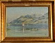 Milton Jensen, 
Carl (1855 - 
1928) Danmark: 
Parti fra en sø 
i Schweiz. 
Signeret. Olie 
på ...