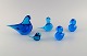 Ronneby, 
Sweden. Five 
birds in blue 
mouth-blown art 
glass. 1970s.
Largest 
measures: 16 x 
12 ...