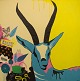 Mie Majgaard, 
listed Danish 
artist. Large 
painting. Mixed 
media on 
canvas. 
"Gazelle". 
Dated ...