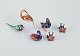 Murano, Italy. 
A collection of 
six miniature 
glass figurines 
of animals 
(duck, parrot, 
hen etc.) ...