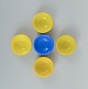 Orrefors, 
Sweden, a set 
of five 
"Colora" small 
bowls in yellow 
and blue art 
glass.
Marked.
In ...
