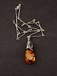 Sterling silver 
pendant with 
amber 6.7 x 2.5 
cm. and chain 
65 cm. item no. 
525361