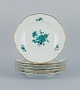 Meissen, 
Germany, a set 
of six "Neu 
Marseille" 
dinner plates 
hand painted 
with green 
flowers and ...