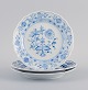 Meissen, three 
plates - Blue 
Onion pattern.
Early 20th 
century.
Marked.
First sorting.
Small ...