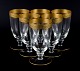 Rimpler 
Kristall, 
Zwiesel, 
Germany, six 
hand blown 
crystal 
drinking 
glasses with 
gold rim ...