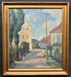 Hansen, Emiel 
(1878 - 1952) 
Denmark: Two 
children on a 
road, Aarhus. 
Oil on canvas. 
Signed. 64 x 
...