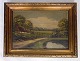 Painting on the 
canvas in a 
gold frame of a 
landscape motif 
with a 
farmhouse from 
around the ...