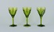 Val St. 
Lambert, 
Belgium. A set 
of three green 
Legagneux white 
wine crystal 
glasses. 
Faceted ...