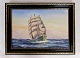 Oil painting 
with marine 
motif and with 
black frame 
from around 
1890. Signed
Dimensions in 
cm: ...