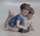 04 Lyngby 
"Friends of 
animals" Boy 
and Girl with 
turtle  12 x 15 
cm Marked with 
a Royal Crown 
...