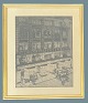 Nicolaj Hammer
Etching with a 
motif from 
Foreningslivet 
on the line ca. 
1935. You can 
see shops ...