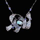 Helga Exner. 
Sterling Silver 
Necklace with 
Enamel and 
Opal. 
'Opalfugle'.
Mounted on ...