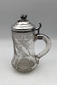 Glass Beer 
Stein Silver 
mounted 
ornamental lid 
Measures 
19,5cm / 7.68 
inch