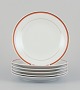 Meissen, 
Germany. A set 
of six plates. 
Orange and 
gold-decorated 
rim.
1930s/1940s.
Marked.
In ...