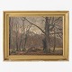 Oil on canvas. 
Forest with 
gold painted 
frame. Signed.
1 ...