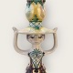 Bjørn Wiinblad, 
Hatted Lady, 
Candlestick, 
Gold and green 
colors, 39 cm 
high, 8.7 cm 
wide, ...