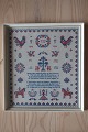 An antique 
Sampler, 
handmade 
embroider, in 
the original 
frame
Tekst: 
"Hold orden 
med dig selv 
...