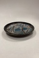 Stoneware dish 
by Inge 
Bendixen. Glaze 
in black, blue 
and beige 
shades. Signed 
IB Danmark. ...