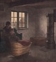 Peter Ilsted 
(1863-1933). 
”Fiskerstue 
Hornbæk”. 
Interior with a 
mother and 
child.
Original ...
