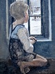 Aigens, 
Christian (1870 
- 1940) 
Denmark: Boy at 
the window. Oil 
on canvas. 
Signed Chr. 
Aigen's. ...