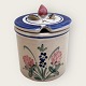 Syberg 
ceramics, Blue 
Mustard jar, 
9cm high, 7cm 
in diameter, 
Design Lars 
Syberg *with 
scratches*