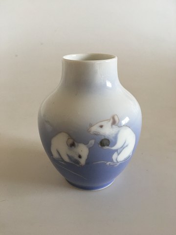 Royal Copenhagen Art Nouveau Vase with two rats