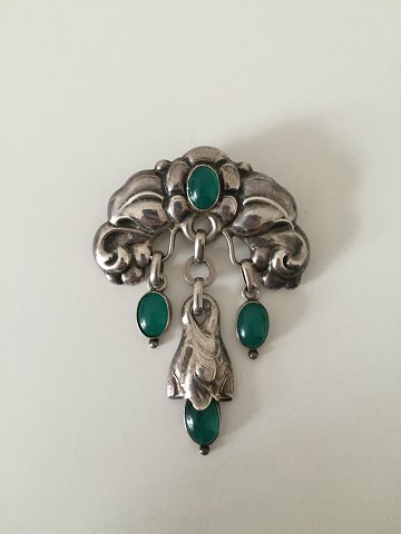 Danish Art Nouveau Brooch with Green Stones by William Fuglede, Copenhagen 
1907-1937