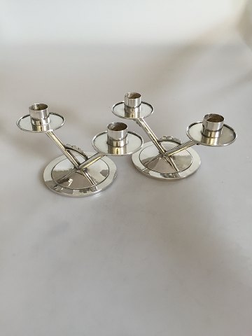 Hans Hansen Sterling Silver Pair of 2-armed Candlesticks(1930)