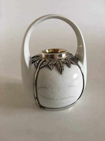 Royal Copenhagen Art Nouveau Vase with Anton Michelsen Sterling Silver Mounting 
from 1911