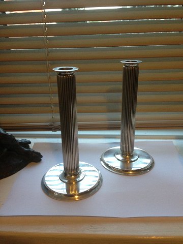 Pair of Georg Jensen Sigvard Bernadotte Sterling Silver Candlesticks No 855E