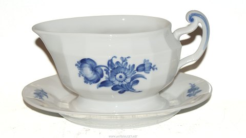 Rare Royal Copenhagen Blue Flower Angular, Gravy Boat on solid dish