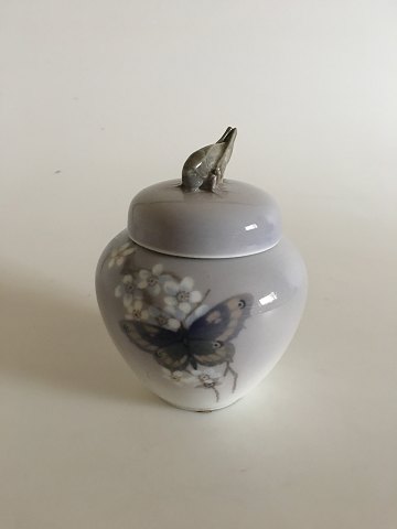 Royal Copenhagen Art Nouveau lidded vase with grasshopper and butterfly No 
1528/254