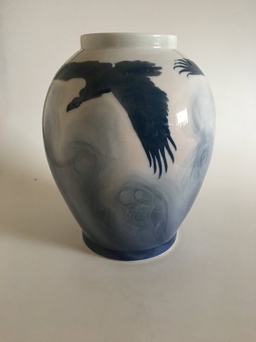 Royal Copenhagen Art Nouveau Unique Vase with 3 Vultures by Theodor Fischer from 
1902 No 8308